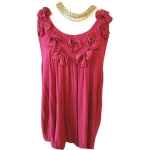 Lane Bryant Womens Tank Top and Cardigan 14 16 Long Red Solid Scoop Neck Ruffle